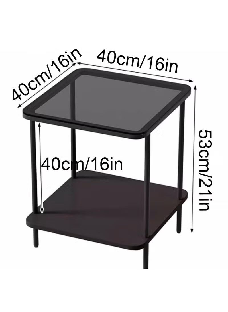 Kawkab Industrial Modern Glass Top Metal Side Table , Slim Narrow End Table with Sturdy Frame Small Space Corner Table for Living Room, Bedroom, Office, Easy Assembly - Image 5